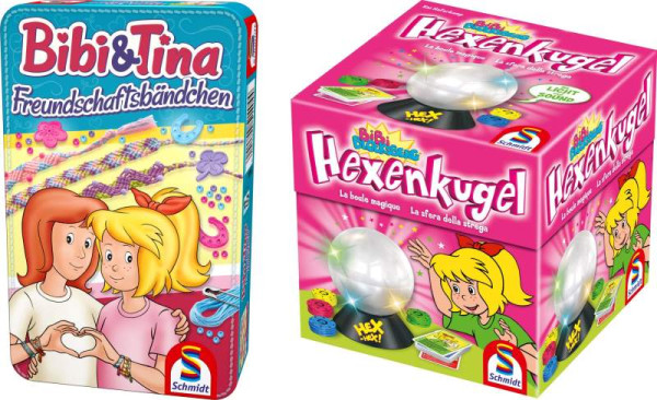 Schmidt Spiele |Bibi Blocksberg Hexenkugel + Bibi und Tina Freundschäftsbändchen Mitbringspiel | 40634