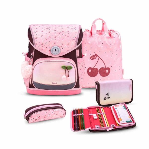 Belmil | Compact Plus Premium Schulranzen Set 4-teilig "Cherry Blossom" | 405-41/P/S/31