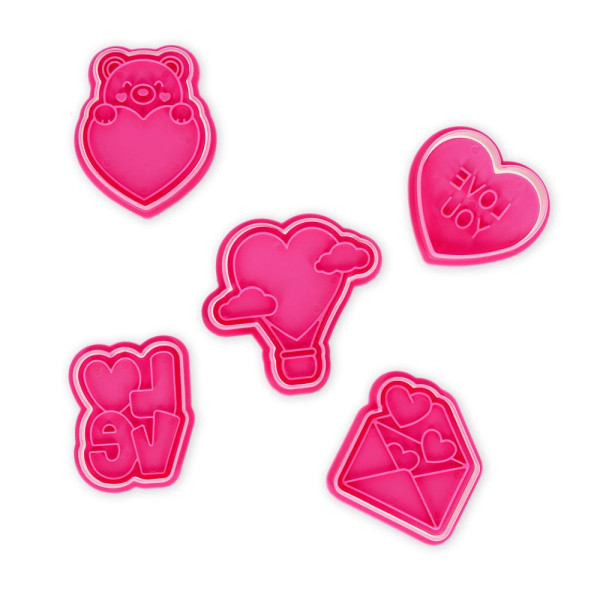 Legami | 5 COOKIE CUTTERS WITH STAMPS - COOKIE TIME! - LOVE | VCC0001