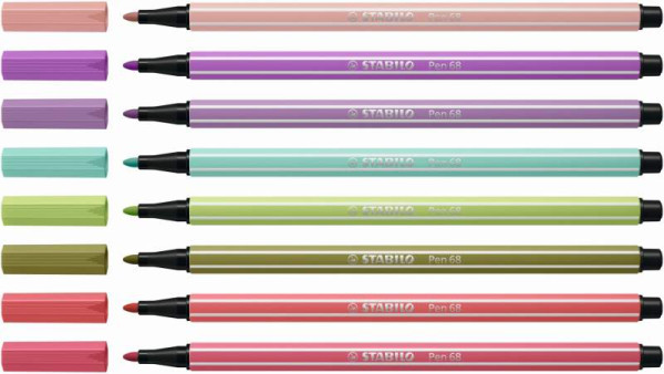 Stabilo International GmbH |Premium-Filzstift - STABILO Pen 68 - 8er Pack - mit 8 verschiedenen Farben | 68/8-02