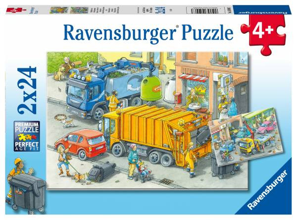 Ravensburger Puzzle | Müllabfuhr und Abschleppwagen | 24 Teile