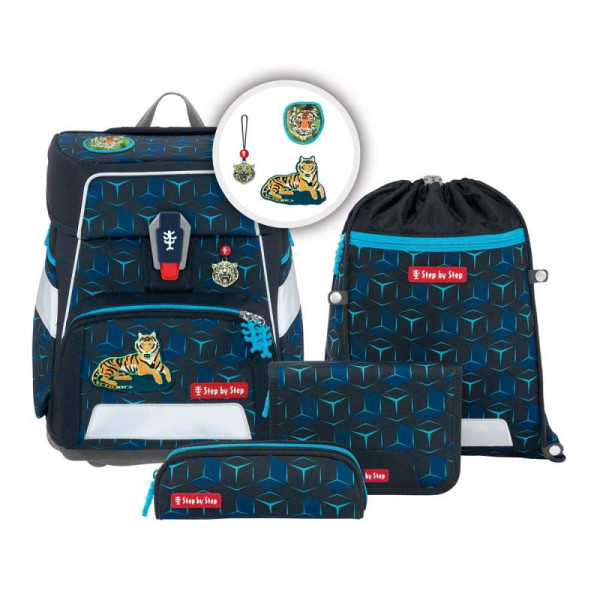 HAMA | SPACE SHINE Schulranzen-Set "Tiger Night Kimba", 5-teilig | 213556