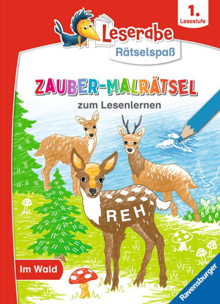 Ravensburger | Leserabe Rätselspaß Zauber-Malrätsel zum Lesenlernen: Im Wald (1. Lesestufe) | 48890