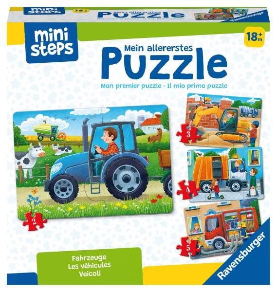 Ravensburger Verlag GmbH | Ravensburger ministeps 4194 Mein allererstes Puzzle: Fahrzeuge - 4 erste Puzzles mit 2-5 Teilen, Spielzeug ab 18 Monate | 