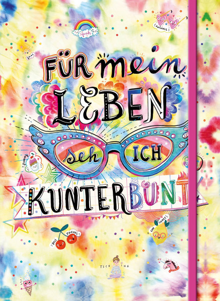 Arena | Für mein Leben seh ich kunterbunt (Notizbuch No. 2 Emma Flint). DIN A5 punktkariert mit farbiger Einstecktasche, Lesebändchen und Verschlussgummi | Flint, Emma