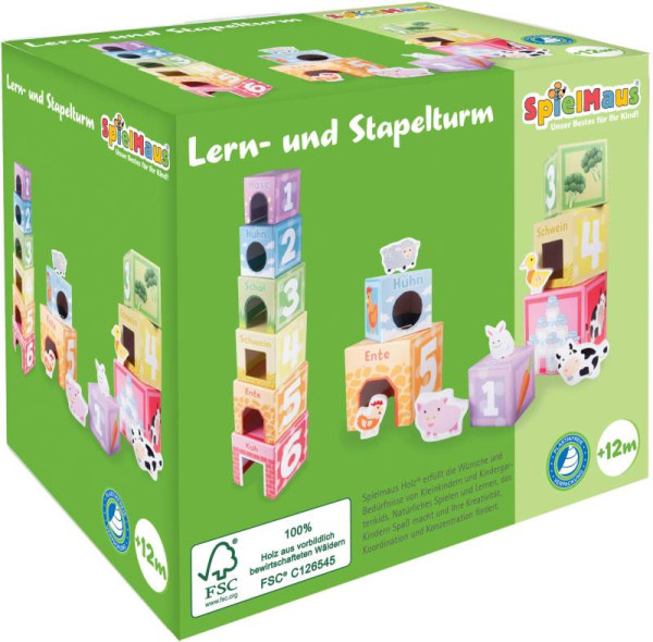 VEDES Großhandel GmbH - Ware |SpielMaus Holz Stapelturm, 12 Teile | 0041011271