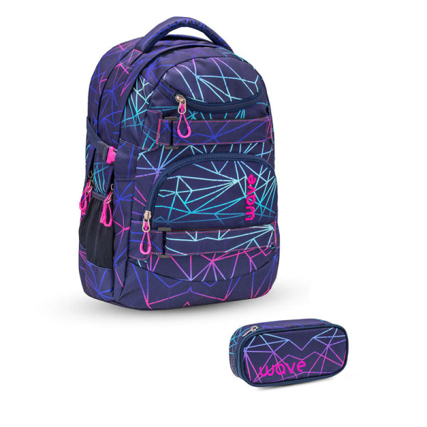 Belmil | Wave Infinity Schulrucksack Set 2 tlg. "Stripes Purple" | 338-72/A /14-SET1