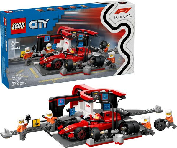 LEGO® | City 60443 F1 Boxenstopp mit Boxencrew und Ferrari Flitzer | 60443