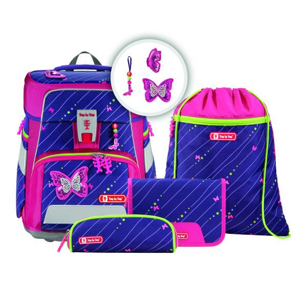 Step by Step | SPACE Schulranzen-Set Shiny Butterfly, 5-teilig