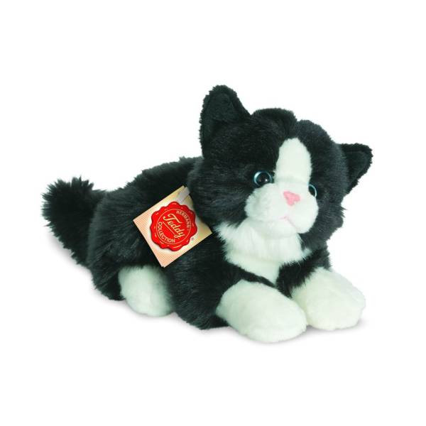 Teddy Hermann | Katze liegend schwarz/weiß 20 cm